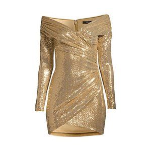 BCBG off-the-shoulder ruched cocktail dress